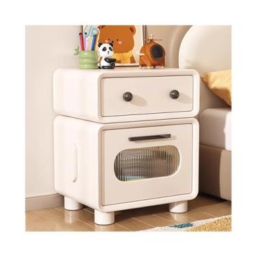 Imagem de Mesa De Cabeceira Estreita Com Couro Totalmente Revestido, Moderna De Madeira Para Sofá De Quarto, Dormitório, Espaços Pequenos(Milky white,15x15x19")