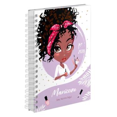 Imagem de Agenda Comercial 2026 Personalizada Capa Dura Manicure Cachos Cores (Lilás)
