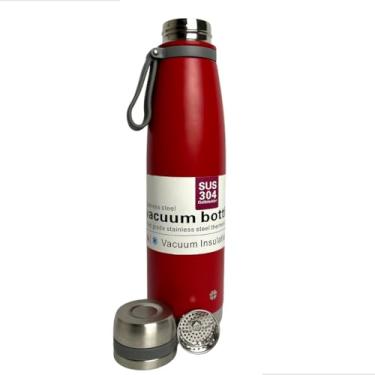 Imagem de Garrafa Térmica Aço Inoxidável 850ml Água Quente Ou Fria Com Alça Para Treino Caminhada Academia (Vermelho)