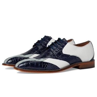 Imagem de STACY ADAMS Sapato Oxford masculino Tristano Biqueira com cadarço, Azul escuro multi, 46