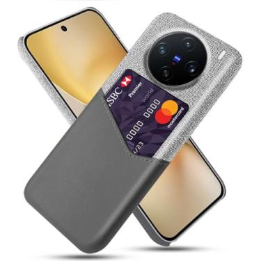 Imagem de Capa para Vivo X200 PRO Mini 5G,Anti-deslizamento,Proteção contra quedas de 360°,Resistência à impressão digital,Tela e caso de couro PU com 1 slot de cartão atrás-Gray