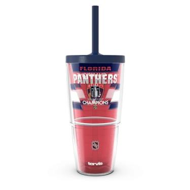 Imagem de Tervis NHL Florida Panthers - 2025 NHL Stanley Cup Champions Made in USA Copo de viagem isolado de parede dupla mantém bebidas frias e quentes, 680 g, clássico