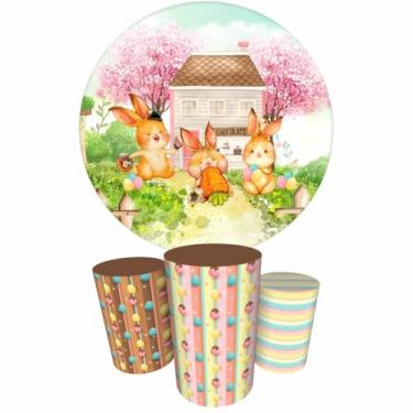 Imagem de Trio Capas Cilindro + Painel Redondo 1,50m Páscoa (K1PSC021)