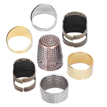 Imagem de KIMISS 7pcs Costura de Costura Ajustável Conjunto - Protetores de Dedo de Latão e Cobre para Artesanal DIY, Bordado e Bordado