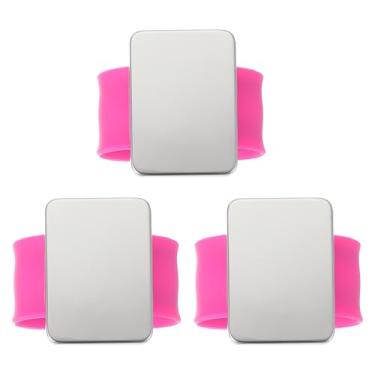 Imagem de PATIKIL Pulso com almofada de pino magnético, 3 peças, suporte de alfinete de costura magnética para costurar, trançar, acolchoar, grampos de cabelo, rosa vermelha