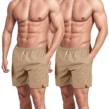 Imagem de Kit 2 Short De Linho Masculino Básico Mauricinho Premium Lavado De Alt
