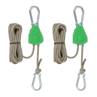 Imagem de PATIKIL 2 peças cabides de corda ajustáveis, 1/20.3 cm x 2.4 m Ratchet Grow Light Hangers Refletivo Reforçado Interno Catraca Engrenagem Ratchets para pendurar caiaque, verde