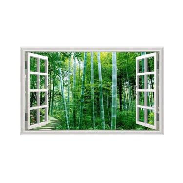 Imagem de Impressões em tela paisagens-Arte parede janela falsa-Floresta bambu-Natureza Pintura Decoração Banheiro 30x50cm Sem Moldura