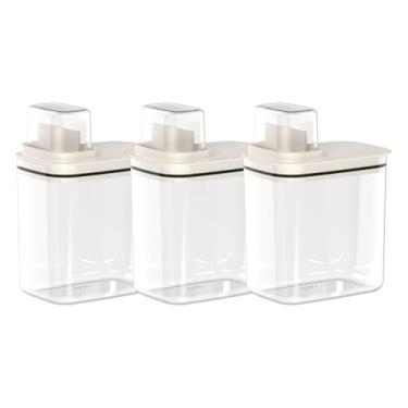 Imagem de Kit 3 Dispensers para Lavanderia 1,5 Litros Organizadores de Sabão/Amaciante Flow Ou Cor:Bege