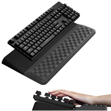 Imagem de Ospelelf Suporte de teclado com descanso de pulso confortável suporte ergonômico para digitação preto cinza