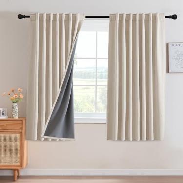 Imagem de H.VERSAILTEX Cortinas blackout 100% blackout 153 cm de comprimento com aba traseira com bloqueio de luz total cortinas com revestimento cinza para sala de estar com isolamento térmico conjunto de 2