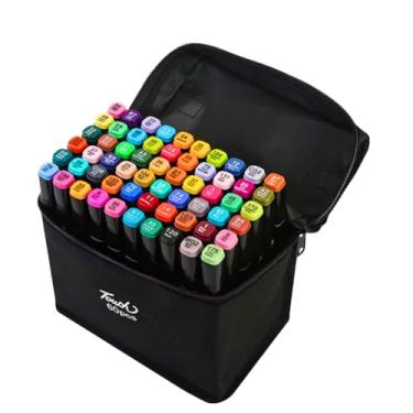 Imagem de Canetinhas Touch 60 Cores – Marcadores Artísticos Dupla Ponta à Base de Álcool – Kit Profissional para Desenho Artistico Ilustração Estudante e Crianças – Estojo Incluso