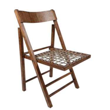 Imagem de Cadeira Dobrável em Madeira com Assento de Corda Náutica e Encosto Anatômico Preebel Castanho