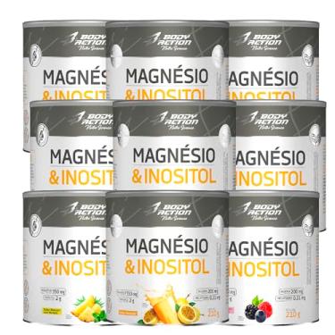 Imagem de Kit 9x Magnésio Inositol 210g - Bodyaction (9x Potes, 3x de Cada Sabor)
