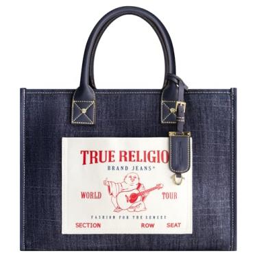 Imagem de True Religion Sacola, bolsa de viagem feminina com bolso Buda, jeans escuro