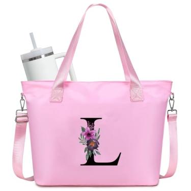 Imagem de JANSBEN Bolsa feminina personalizada - Bolsa de trabalho grande com compartimento para laptop e porta-copos Stanley Bolsa de enfermeira, rosa, One Size
