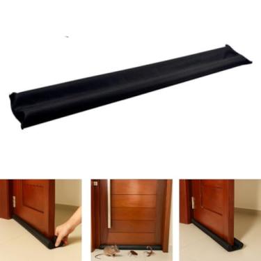 Imagem de Protetor Veda Porta Rolinho Duplo de Poliéster, 80 cm, Evita a Entrada de Bichos Pequenos, Insetos, Bloqueia Poeira e Luz Externa, Isolamento Térmico e Acústico (Preto)