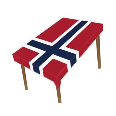Imagem de Petite Pine Toalha de mesa grande de 1,5 × 2 metros, bandeira norueguesa de 1,5 x 2 m, para decoração de casa e jantar