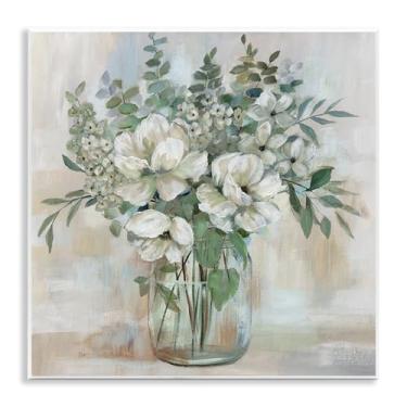 Imagem de Stupell Industries Vaso de flores vivas em tons verdes placa de parede design artístico por Nan, 12 x 12