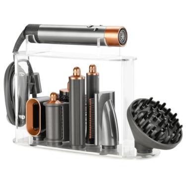 Imagem de Suporte de armazenamento de 7 furos para Dyson Airwrap – Organizador de acrílico atualizado para tubos longos e bocais difusores, suporte de bancada para acessórios de modeladores de ar para mesa de