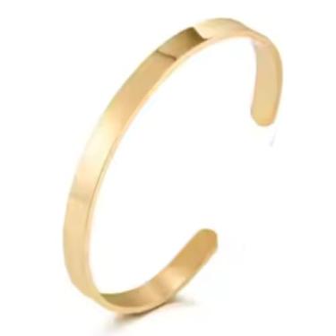 Imagem de Pulseira Masculina Aço Inoxidável Ajustável – Bracelete Moderno e Resistente para Look Social ou Casual + Saquinho de Veludo para Presentear – PJAT (Dourado)