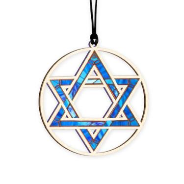 Imagem de Um símbolo de esperança e herança, ornamento de estrela de Davi, ornamento inspirador de Hanukkah, presente religioso para judeu, feriado hebraico, estrela judaica para espelho de carro, presentes