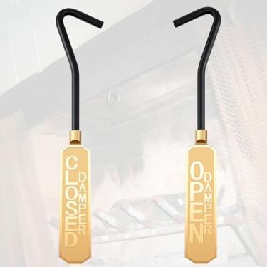 Imagem de Saillong 2 peças de latão sólido aberto/fechado placa de amortecedor de lareira, puxador de metal com alças de latão sólido, decorações de casa de metal vintage