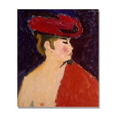 Imagem de NHLDZYH Alexej von Jawlensky, impressão clássica, (xaile vermelho), decoração de parede para cozinha, quarto. 70 x 84 cm apenas tela