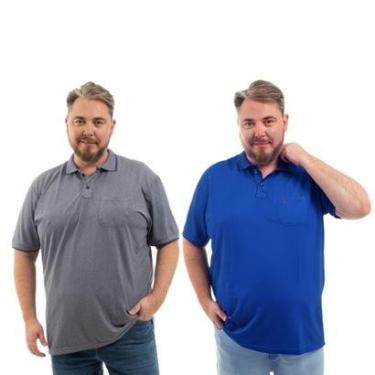 Imagem de Kit 2 Camisa Polo Masculina Plus Size Pique com Bolso Casual-Masculino