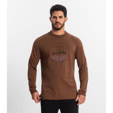 Imagem de Camiseta Masculina Manga Longa Diametro Marrom, GG, Marrom