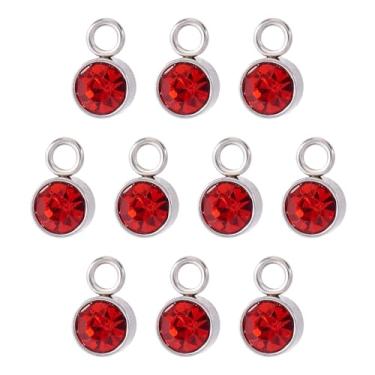 Imagem de Spritewelry Berloques de pedra do mês de nascimento de vidro com strass redondo, 10 peças, berloques de pedra de nascimento de cristal para fabricação de joias, colar, brinco