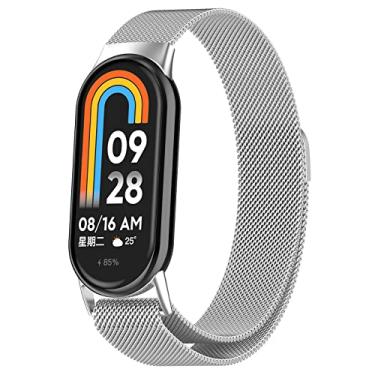 Imagem de Pulseira NSmart magnética em aço inoxidável compatíveis com MI BAND MI BAND 8 / MI BAND 7 / MI BAND 6 / MI BAND 5 / MI BAND 4 / MI BAND 3 / MI BAND 2 - New version (Prata, MI BAND 8)