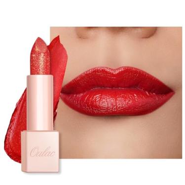 Imagem de Oulac Batom hidratante vermelho coral – protetor labial colorido infundido com óleo de rosa damasco alivia os lábios, maquiagem labial brilhante e leve, vegana e sem glúten, coral vermelho PG02