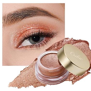 Imagem de Oulac Sombra creme com glitter pêssego quente também como iluminador, grande capacidade com fórmula hidratante suave. Maquiagem brilhante para os olhos altamente pigmentada. Impermeável, 6g (08)