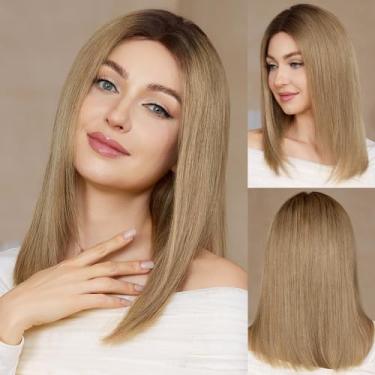 Imagem de Topart Peruca frontal de renda HD 13 x 4 cabelo humano natureza bob loiro liso peruca pré-arrancada 180% densidade transparente renda frontal brasileira sem cola peruca frontal com cabelo de bebê