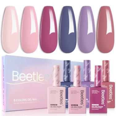 Imagem de Conjunto de esmalte de gel Beetles sem bainha – 6 cores roxo nude bebê rosa azul kit de esmalte de gel de imersão Uv LED 15 ml DIY manicure casa salão de beleza presente de tarde sereno para mulheres