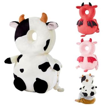 Imagem de Mochila protetora de cabeça de bebê para crianças, macia, ajustável e leve para caminhar e engatinhar com segurança, meninas e meninos (vaca)