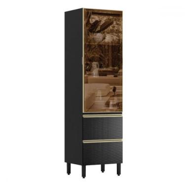 Imagem de Cristaleira Proença 1 Porta 2 Gavetas 100% Mdf com Vidro Nogueira/Carb