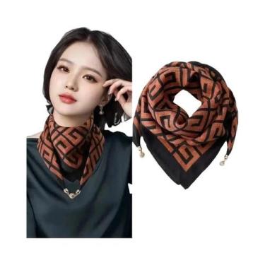 Imagem de Lenço Quadrado De Algodão Quente Feminino Fivela Magnética Triângulo P