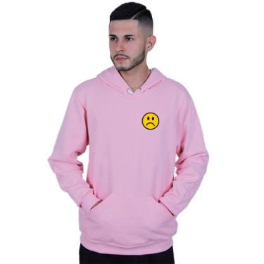 Imagem de Moletom Unissex Canguru Sad Smile Bad Tumblr - Lafre, Rosa claro, G
