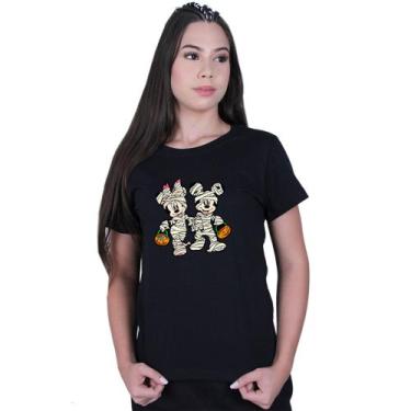 Imagem de Camiseta Baby Look Feminina Mickey Minnie Halloween - Lafre, Preto, G