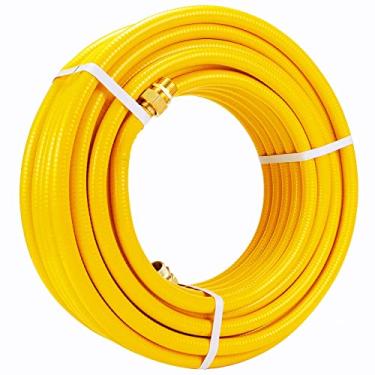 Imagem de Kinchoix Linha de gás natural de tubo de aço inoxidável corrugado de 10,7 m com 2 encaixes machos, antirachaduras, usada para aquecedores de construção, equipamento de propano de eletrodomésticos NG