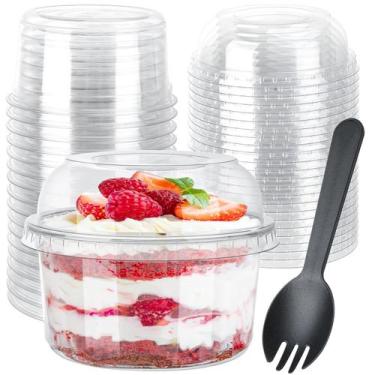 Imagem de Copos de sobremesa de plástico descartáveis Xuelimei 360mL com tampas 