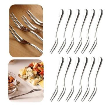 Imagem de Conjunto 12 Garfos de Aço Inox Prata para Aperitivo Petiscos Wolff