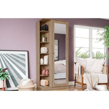 Imagem de Armário Multiuso Casal Duetto c/ 1 Porta c/ Espelho Rústico - Henn