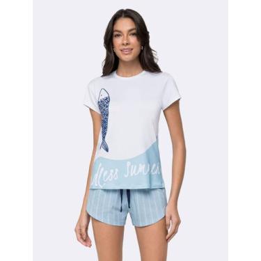 Imagem de Pijama Manga Curto Memórias de Verão - Veggi, Branco, XG, Feminino