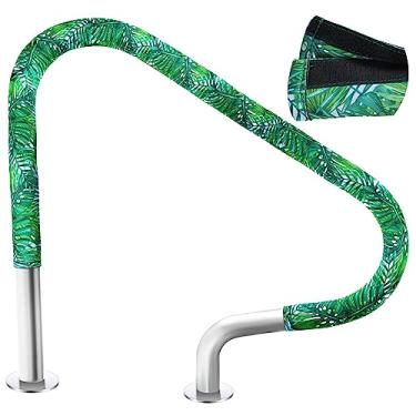 Imagem de Junkin Capa de corrimão de piscina para corrimão de piscina corrimão azul antiderrapante para trilhos de mão de natação (Monstera)