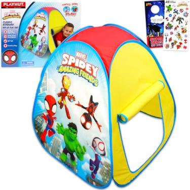 Imagem de Spidey and Friends Pop Up Tent for Kids - Bundle with Marvel Play Tent for Boys and Girls Plus Stickers, More | Spidey and His Amazing Friends Tent for Kids, Toddlers