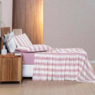 Imagem de Jogo De Cama 100% Algodão Marin Queen 04 Peças - tecido na cor Rosê - 