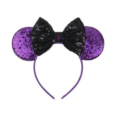 Imagem de Tiara De Orelhas De Rato Com Lantejoulas E Laço Para Meninas Com Pérol